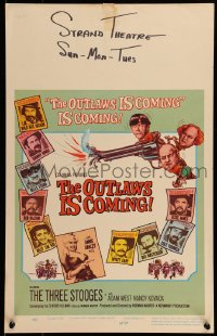 9f437 OUTLAWS IS COMING WC 1965 The Three Stooges with Curly-Joe are wacky cowboys!