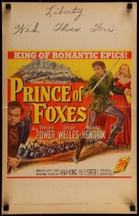 9f446 PRINCE OF FOXES WC 1949 Orson Welles, Tyrone Power w/sword protects pretty Wanda Hendrix!