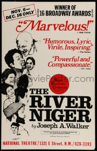 9f562 RIVER NIGER stage play WC 1973 Norman art of the African American cast, won 16 Broadway awards!