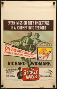 9f460 SECRET WAYS WC 1961 Richard Widmark & Sonja Ziemann, Alistair MacLean, a journey into terror!