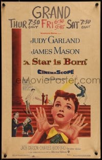 9f474 STAR IS BORN WC 1954 great close up art of Judy Garland, James Mason, classic!
