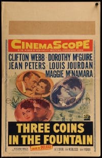 9f491 THREE COINS IN THE FOUNTAIN WC 1954 Clifton Webb, Dorothy McGuire, Jean Peters, Louis Jourdan