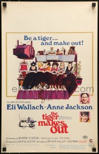 9f494 TIGER MAKES OUT WC 1967 wacky different art of Eli Wallach & cast by Donald Silverstein!