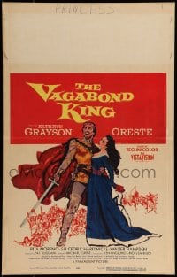 9f508 VAGABOND KING WC 1956 Michael Curtiz, art of pretty Kathryn Grayson & Oreste w/ sword!
