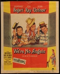 9f512 WE'RE NO ANGELS WC 1955 art of Humphrey Bogart, Aldo Ray & Peter Ustinov tipping their hats!