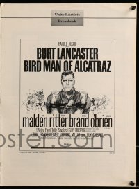 9f008 BIRDMAN OF ALCATRAZ pressbook 1962 Burt Lancaster in John Frankenheimer's prison classic!