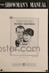 9f013 CHARADE pressbook 1963 art of tough Cary Grant & sexy Audrey Hepburn, expect the unexpected!