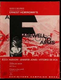 9f018 FAREWELL TO ARMS pressbook 1958 Rock Hudson, Jennifer Jones, Ernest Hemingway, World War I