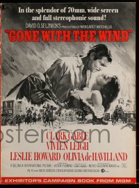 9f023 GONE WITH THE WIND pressbook R1967 art of Clark Gable & Vivien Leigh over burning Atlanta!