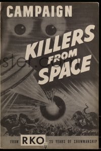 9f031 KILLERS FROM SPACE pressbook 1954 bulb-eyed men invade Earth from flying saucers, cool art!