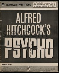 9f044 PSYCHO pressbook 1960 Alfred Hitchcock, includes rare Care & Handling of Psycho supplement!