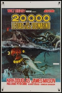 9g095 20,000 LEAGUES UNDER THE SEA Spanish/US int'l 1sh R1970s Jules Verne classic, art of deep sea divers!