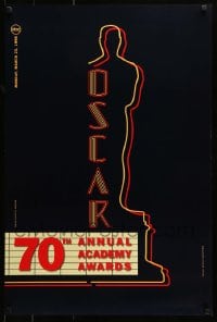 9g103 70TH ANNUAL ACADEMY AWARDS 24x36 1sh 1998 image of the Oscar Award as a neon theater sign!