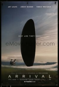 9g144 ARRIVAL teaser DS 1sh 2016 Amy Adams, Jeremy Renner, Forest Whitaker, great sci-fi image!
