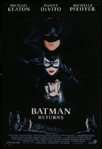 9g163 BATMAN RETURNS 1sh 1992 Michael Keaton, Danny DeVito, Michelle Pfeiffer, Tim Burton!
