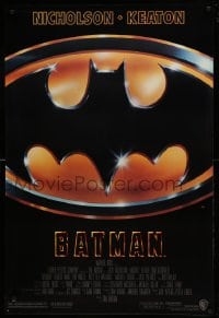 9g156 BATMAN style D 1sh 1989 directed by Tim Burton, Nicholson, Keaton, cool image of Bat logo!
