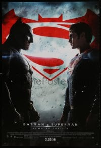 9g169 BATMAN V SUPERMAN advance DS 1sh 2016 Ben Affleck and Henry Cavill in title roles facing off!