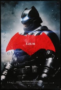 9g173 BATMAN V SUPERMAN teaser DS 1sh 2016 cool image of armored Ben Affleck in title role!