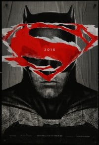 9g171 BATMAN V SUPERMAN teaser DS 1sh 2016 cool close up of Ben Affleck in title role under symbol!