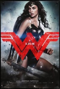 9g174 BATMAN V SUPERMAN teaser DS 1sh 2016 great image of sexiest Gal Gadot as Wonder Woman!