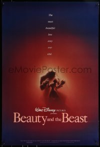 9g180 BEAUTY & THE BEAST DS 1sh 1991 Disney cartoon classic, romantic dancing art by John Alvin!