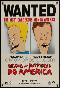 9g182 BEAVIS & BUTT-HEAD DO AMERICA teaser 1sh 1996 Mike Judge, most dangerous men in America!