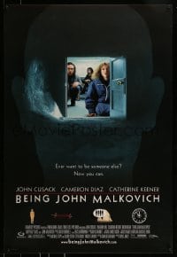9g185 BEING JOHN MALKOVICH 1sh 1999 Spike Jonze directed, John Cusack, Diaz, wacky door in head!