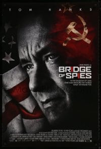 9g219 BRIDGE OF SPIES advance DS 1sh 2015 great image of Tom Hanks with U.S. and Soviet flags!