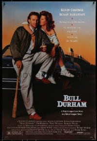 9g227 BULL DURHAM 1sh 1988 great image of baseball player Kevin Costner & sexy Susan Sarandon
