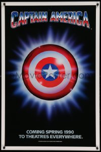 9g230 CAPTAIN AMERICA teaser 1sh 1990 Marvel Comics superhero, cool image of shield!
