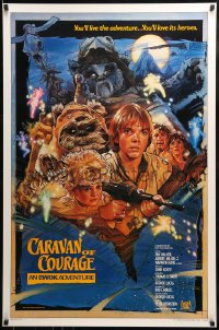 9g063 CARAVAN OF COURAGE style B int'l 1sh 1984 An Ewok Adventure, Star Wars, art by Drew Struzan!