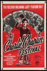 9g240 CHARLIE CHAPLIN FESTIVAL 1sh R1960s a record-breaking laff-feature hit, great images!