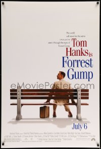 9g363 FORREST GUMP advance DS 1sh 1994 Tom Hanks sits on bench, Robert Zemeckis classic!