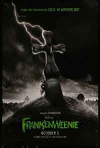 9g366 FRANKENWEENIE teaser DS 1sh 2012 Tim Burton, horror image of wacky graveyard!