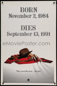 9g368 FREDDY'S DEAD style A teaser 1sh 1991 cool image of Krueger's sweater, hat, and claws!