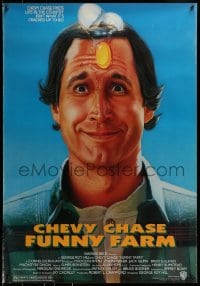 9g377 FUNNY FARM 1sh 1988 smiling Chevy Chase w/egg on his face by Steven Chorney!