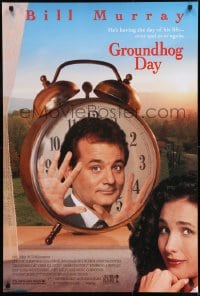 9g409 GROUNDHOG DAY 1sh 1993 Bill Murray, Andie MacDowell, directed by Harold Ramis!