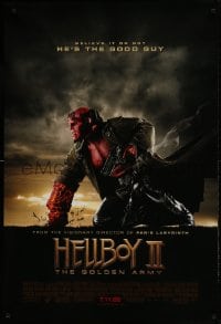 9g431 HELLBOY II: THE GOLDEN ARMY advance DS 1sh 2008 Ron Perlman is the good guy!