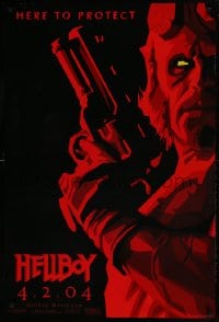 9g430 HELLBOY teaser 1sh 2004 Mike Mignola comic, cool red image of Ron Perlman, here to protect!