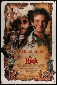9g442 HOOK 1sh 1991 artwork of pirate Dustin Hoffman & Robin Williams by Drew Struzan!
