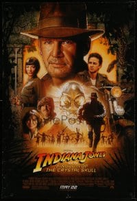 9g470 INDIANA JONES & THE KINGDOM OF THE CRYSTAL SKULL advance DS 1sh 2008 Drew art of Ford & cast!