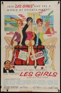9g568 LES GIRLS 1sh 1957 Fernie art of Gene Kelly + sexy Mitzi Gaynor, Kay Kendall & Taina Elg!