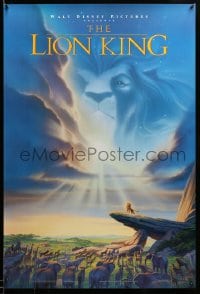 9g571 LION KING DS 1sh 1994 Disney Africa, John Alvin art of Simba on Pride Rock with Mufasa in sky