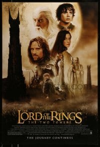 9g591 LORD OF THE RINGS: THE TWO TOWERS DS 1sh 2002 Peter Jackson epic, montage of cast!