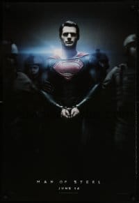9g613 MAN OF STEEL teaser DS 1sh 2013 Henry Cavill in the title role as Superman handcuffed!