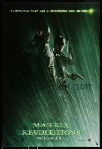 9g622 MATRIX REVOLUTIONS teaser DS 1sh 2003 Fishburne as Morpheus & Carrie-Anne Moss as Trinity!