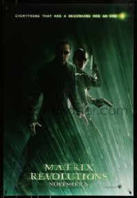 9g625 MATRIX REVOLUTIONS teaser DS 1sh 2003 Keanu Reeves as Neo & Carrie-Anne Moss as Trinity w/guns