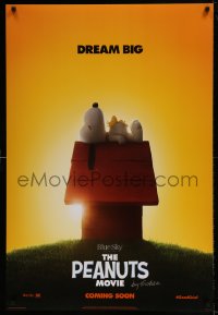 9g704 PEANUTS MOVIE style A int'l teaser DS 1sh 2015 image of Snoopy and Woodstock on doghouse!