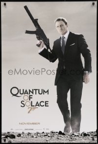 9g033 QUANTUM OF SOLACE teaser 1sh 2008 Daniel Craig as Bond with silenced H&K UMP submachine gun!