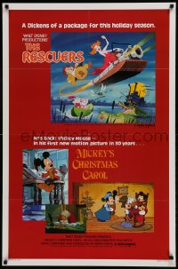 9g745 RESCUERS/MICKEY'S CHRISTMAS CAROL 1sh 1983 Disney package for the holiday season!